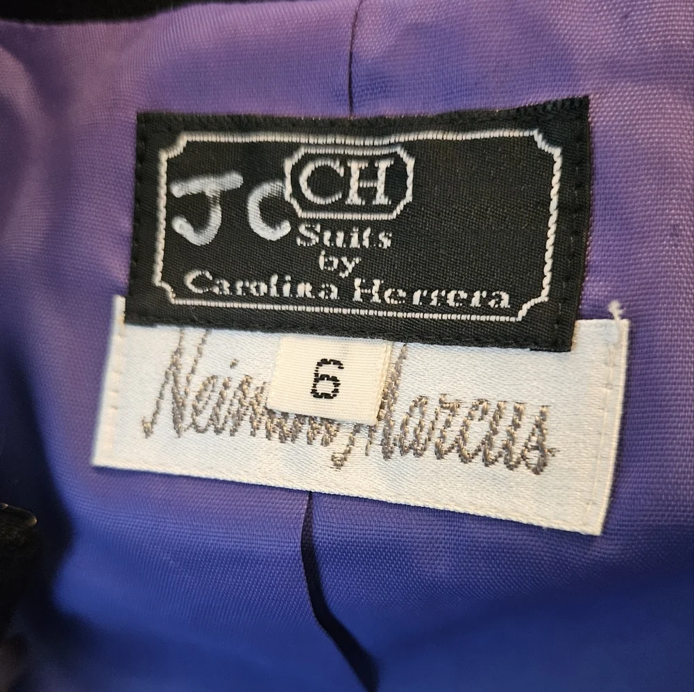 Carolina Herrera Jacket Vintage Royal blue/Black Sz 6 EUC - Picture 5 of 14